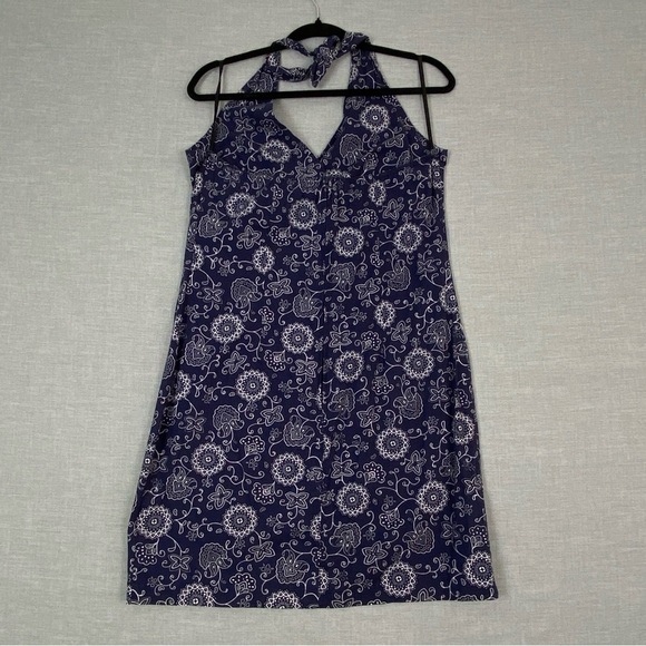 Reitmans Halter Neck Sundress Blue Paisley Cotton Sz 13 - Picture 3 of 10